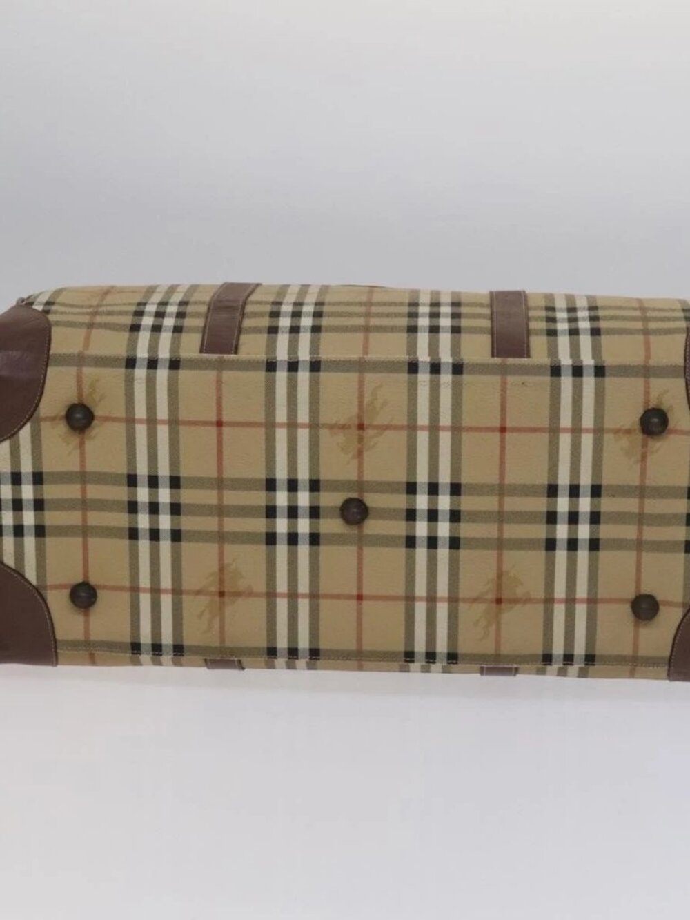 Burberrys Nova Check Boston Bag PVC Leather 2way Beige Auth ac3563 - Picture 7 of 16